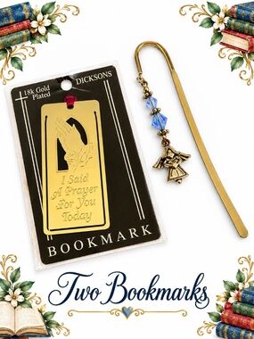 Gold-Plated Prayer Bookmark and Silver Angel Beaded Bookmark religious